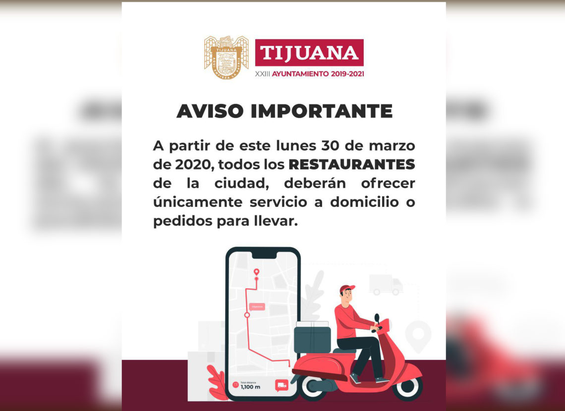 Dispone Ayuntamiento que restaurantes ofrezcan únicamente servicio de pedidos para llevar