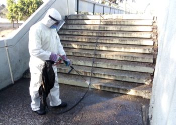 Sanitizan más de 150 mil metros cuadrados de espacio público