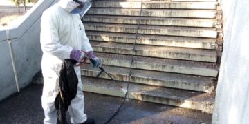 Sanitizan más de 150 mil metros cuadrados de espacio público