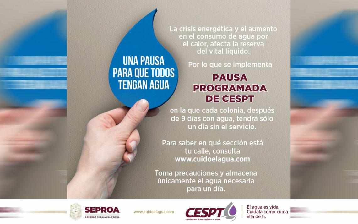 Anuncia Cespt lista de colonias de la Sección 2A donde pausarán el suministro de agua
