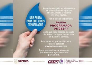 Anuncia Cespt lista de colonias de la Sección 2A donde pausarán el suministro de agua
