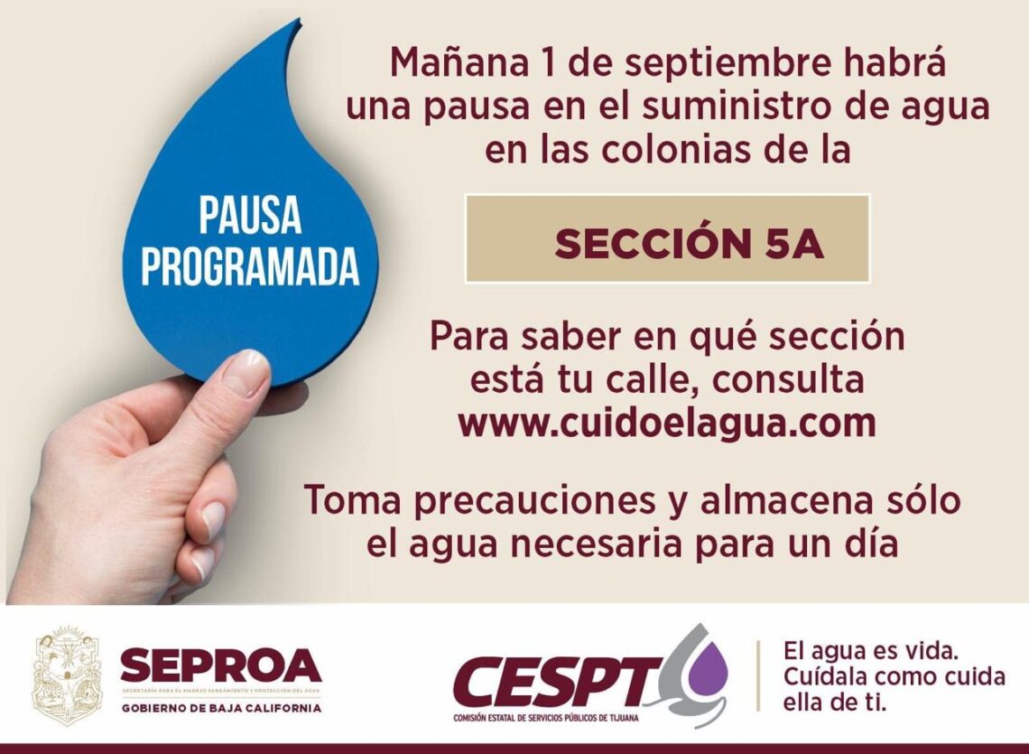 Enlista Cespt colonias sin agua potable para el 1 de septiembre