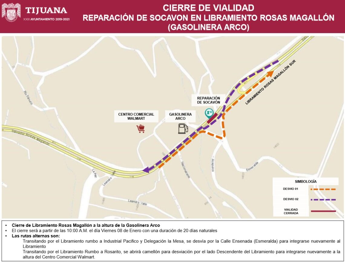 Suspenden 20 días circulación en tramo del Rosas Magallón