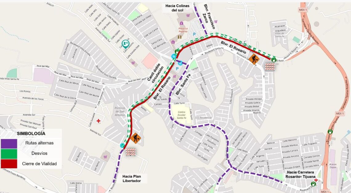 Cierran bulevar El Rosario para agilizar reconstrucción de concreto hidráulico