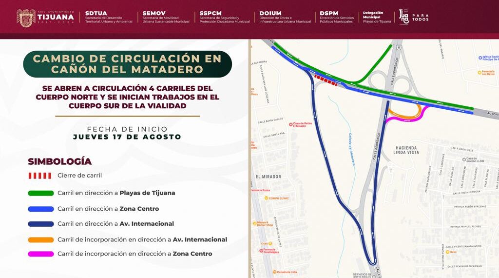Habrá cambios de circulación en Cañón del Matadero