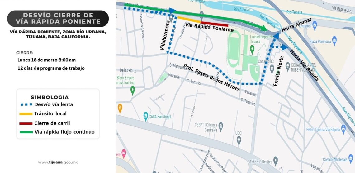 Repararán tramo dañado en Vía Lenta Oriente