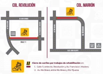 Ajuste vial a partir del lunes en colonias Centro y Marrón por obras de la Cespt