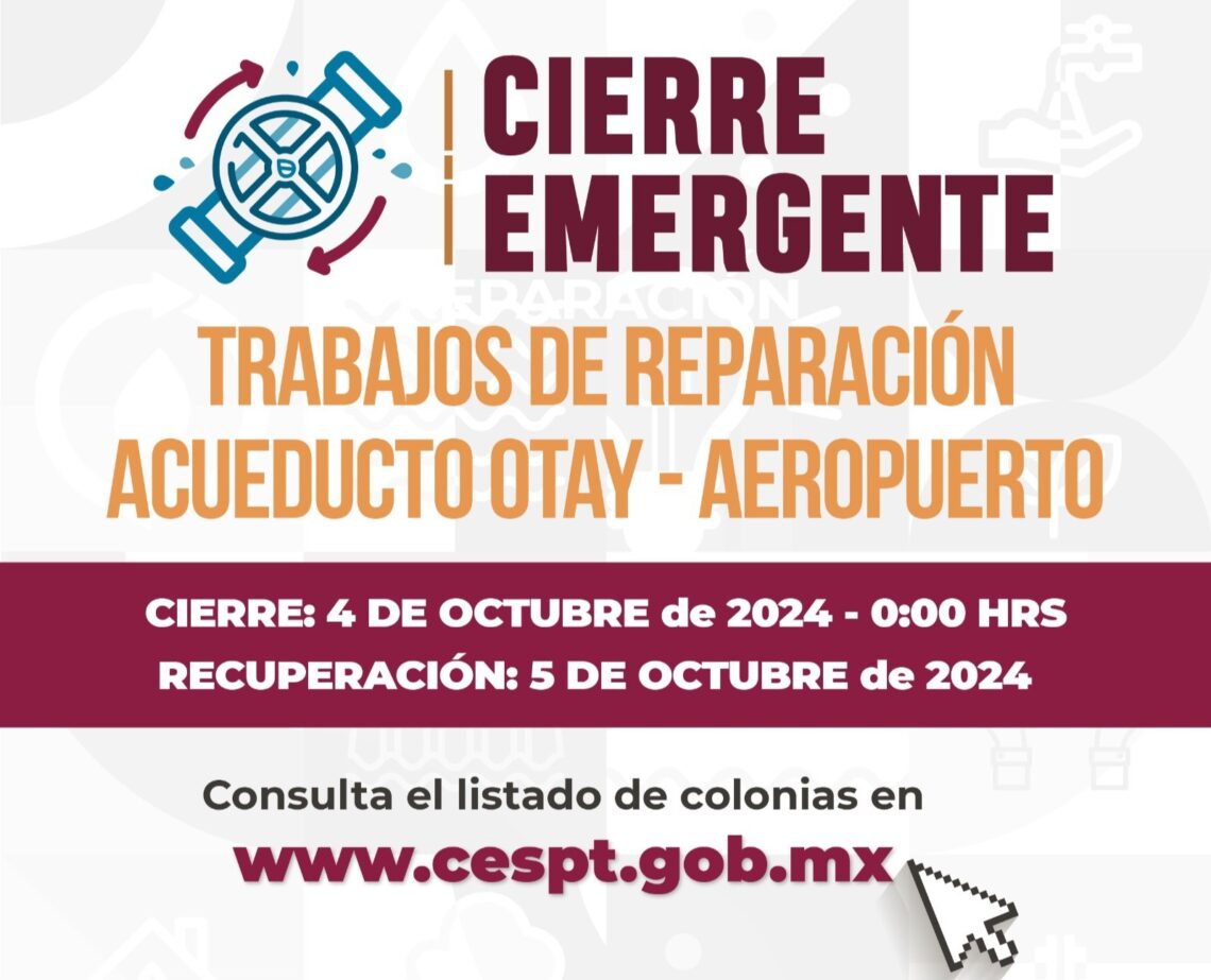 Cierra Cespt descarga de agua en Tanque Otay