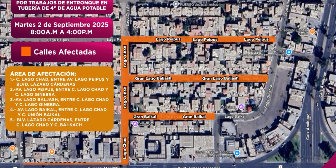 CESPM anuncia cierres temporales de agua potable en Mexicali