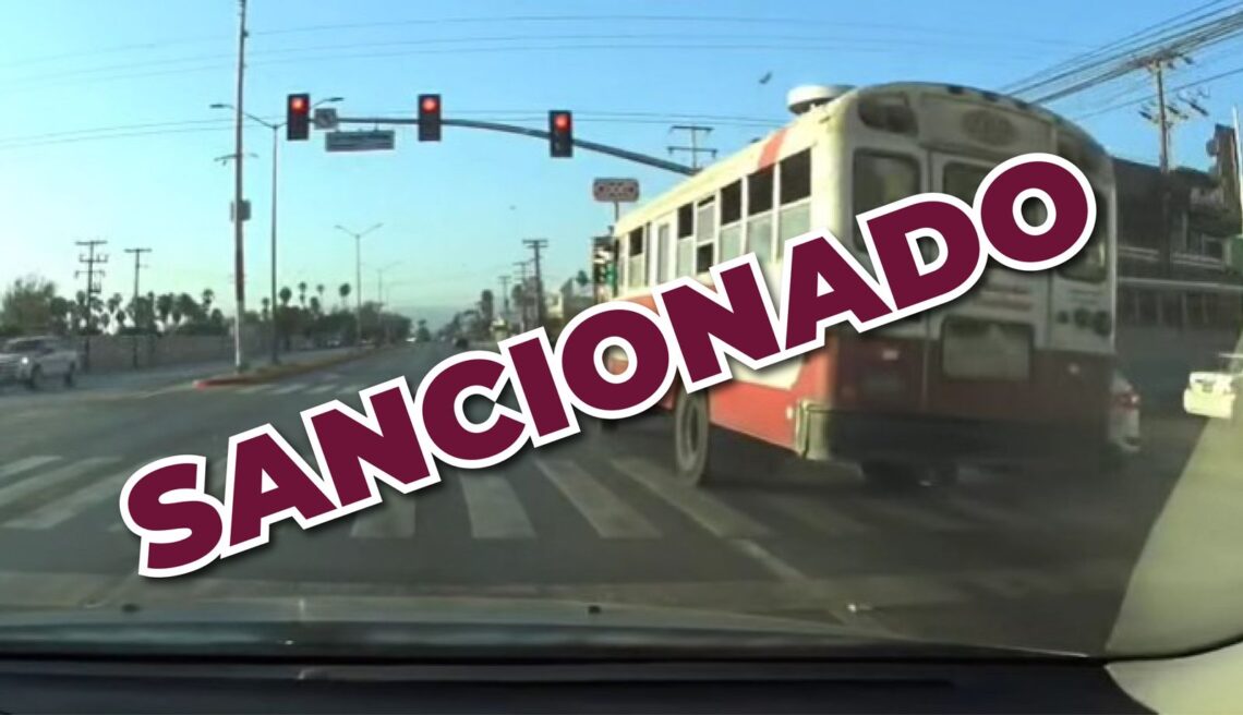 IMOS sanciona a conductor de transporte público en Ensenada por ignorar señalamientos viales
