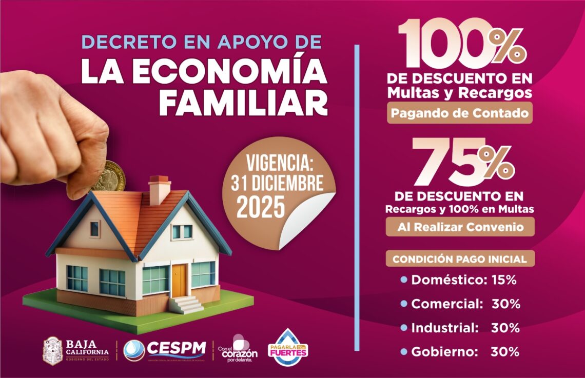 CESPM impulsa decreto en apoyo de la economía familiar con descuentos en multas y recargos