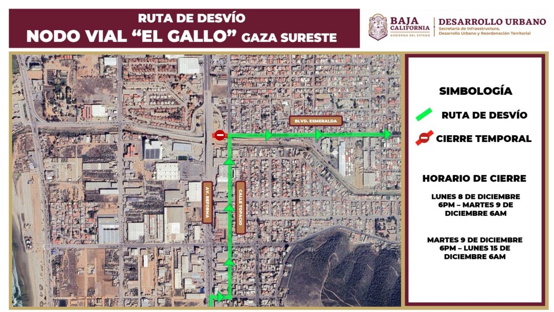 Realiza SIDURT reparaciones de losa de concreto en gaza sureste de Nodo el Gallo, Ensenada
