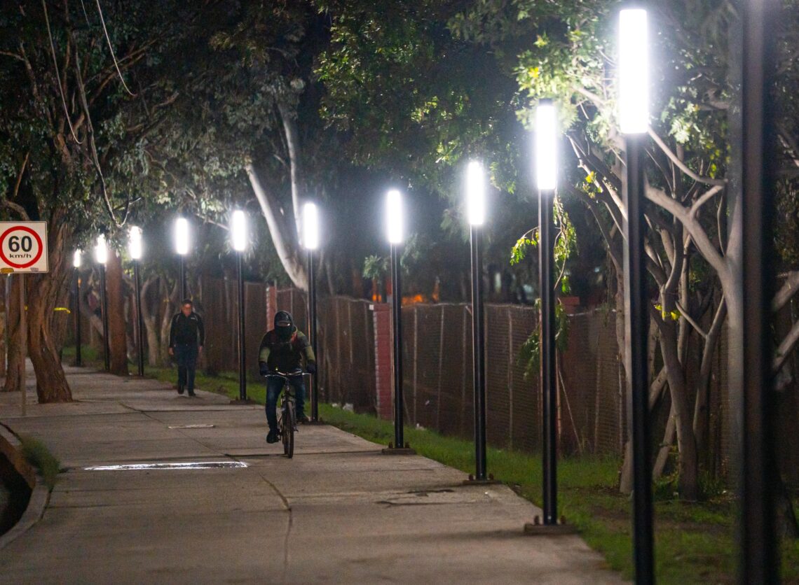 Instalan luminarias de programa Sendero Seguro en zona del Parque de la Amistad