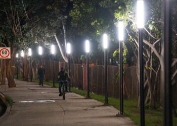 Instalan luminarias de programa Sendero Seguro en zona del Parque de la Amistad