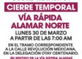 Cierre temporal de un tramo de la Vía Rápida Alamar Norte por obra pluvial: Anuncia Ayuntamiento