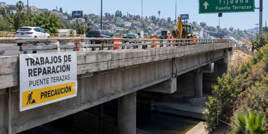Repararán drenaje pluvial y losa de concreto del puente Terrazas en Tijuana